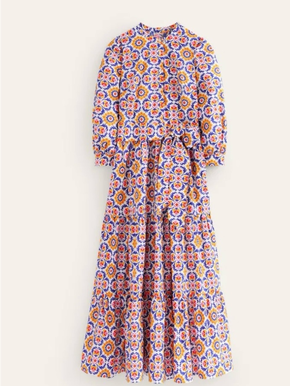 Boden alba mosaic bloom print tiered cotton maxi dress size 8 nwt D0883